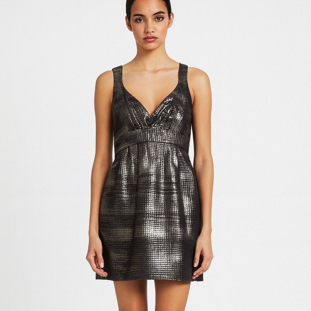 Saks Fifth Avenue 548 Metallic Silver Dress